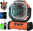 ADUST Camping Fan - 20000Mah Battery Powered Fan Battery Operated Rechargeable Portable Outdoor Tent Fans with Hanging Hook, Cordless, 4 Speeds, Remote Control - Orange