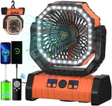 ADUST Camping Fan - 20000Mah Battery Powered Fan Battery Operated Rechargeable Portable Outdoor Tent Fans with Hanging Hook, Cordless, 4 Speeds, Remote Control - Orange
