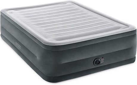 Intex 64417ED 22In Queen Dura-Beam Comfort Plush High-Rise Inflatable Air Mattress with Built in Pump for Travel and Camping, 600Lb Weight Capacity