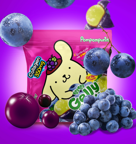 Gelly Jelly Pompompurin Grape Flavor Collagen Jelly Snack 40g