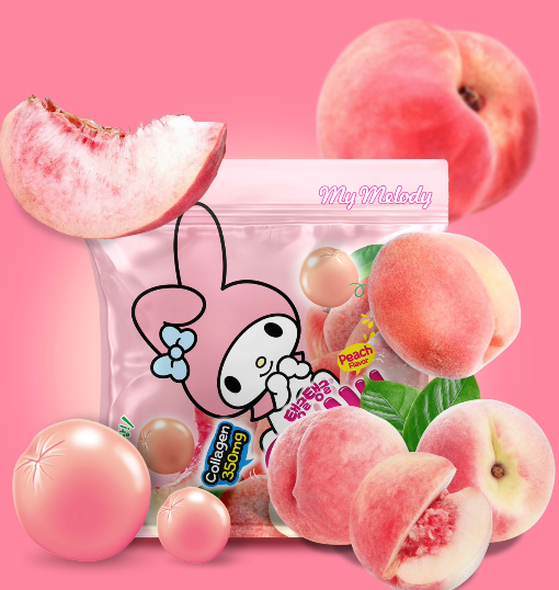 Gelly Jelly My Melody Peach Flavor Collagen Jelly Snack 40g
