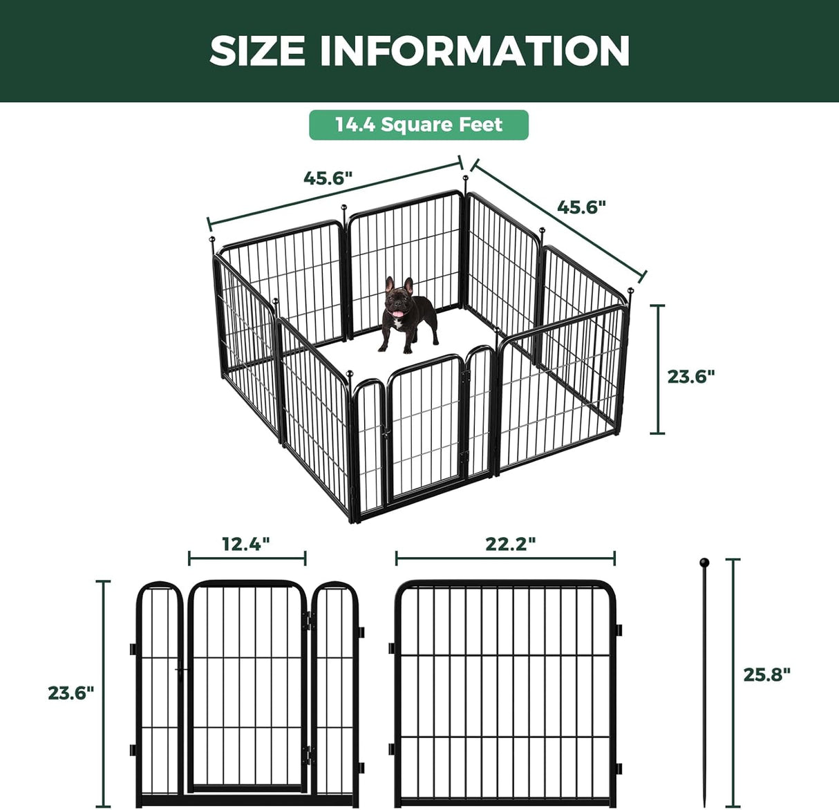 FXW Rollick Unleashed Dog Playpen for Indoor, Yard, RV Camping, 24 Inch 8 Panels for Small and Puppy Dogs, Black│Patented