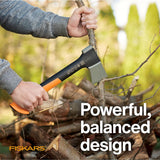 Fiskars X13 Ultralight Hiking Axe 13", Ultra-Sharp Forged Steel Blade for Efficient Chopping & Camping, 15% Lighter High-Visibility Orange Fibercomp Handle Drives Tent Stakes, Sheath Included