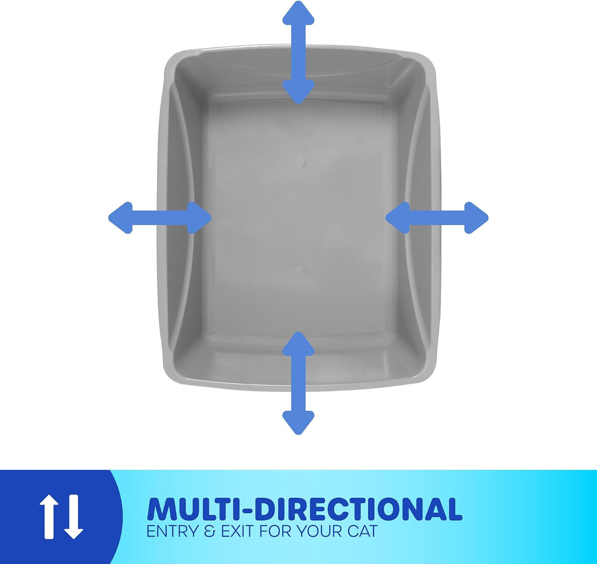 Petmate Basic Open Cat Litter Pan, Multidirectional Easy to Clean Plastic Litter Box, Gray, Made in USA, 14.5" X 10.5" X 3.5", Small Recommended for Kittens and Small Cats