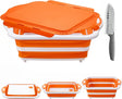 Collapsible BBQ Prep Tub with Lid, Foldable Camping Sink with Colander, Cutting Board, Dish Basin for Kitchen, Bowl, Vegetable and Fruit, Storage Basket for Picnic-Orange