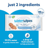 Waterwipes Sensitive+ Newborn & Baby Wipes, 3-In-1 Cleans, Cares, Protects, 99.9% Water, Unscented & Hypoallergenic, 720 Count (12 Packs)