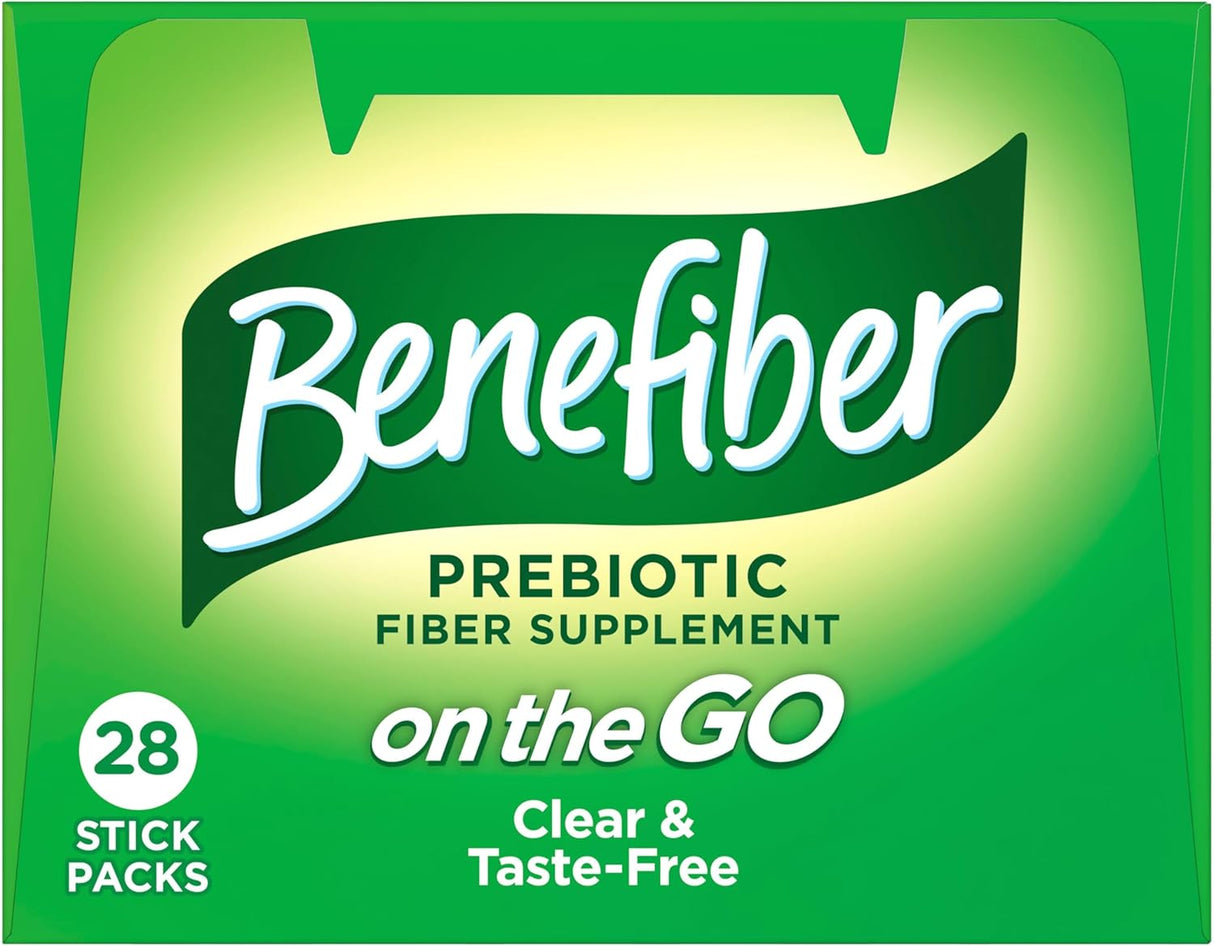 Benefiber on the Go Prebiotic Fiber Supplement Powder for Digestive Health, Daily Fiber, Unflavored - 28 Sticks (3.92 Ounces)