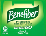 Benefiber on the Go Prebiotic Fiber Supplement Powder for Digestive Health, Daily Fiber, Unflavored - 28 Sticks (3.92 Ounces)