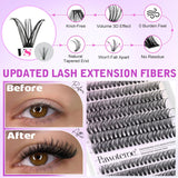 Pawotence Lash Extension Kit DIY 280Pcs Lash Clusters Eyelash Extension Kit, 9-16Mm 30D 40D Individual Lashes Kit with Lash Bond and Seal, Lash Tweezers for Self Use (30D&40D, 0.07D, 9-16Mm, Kit)