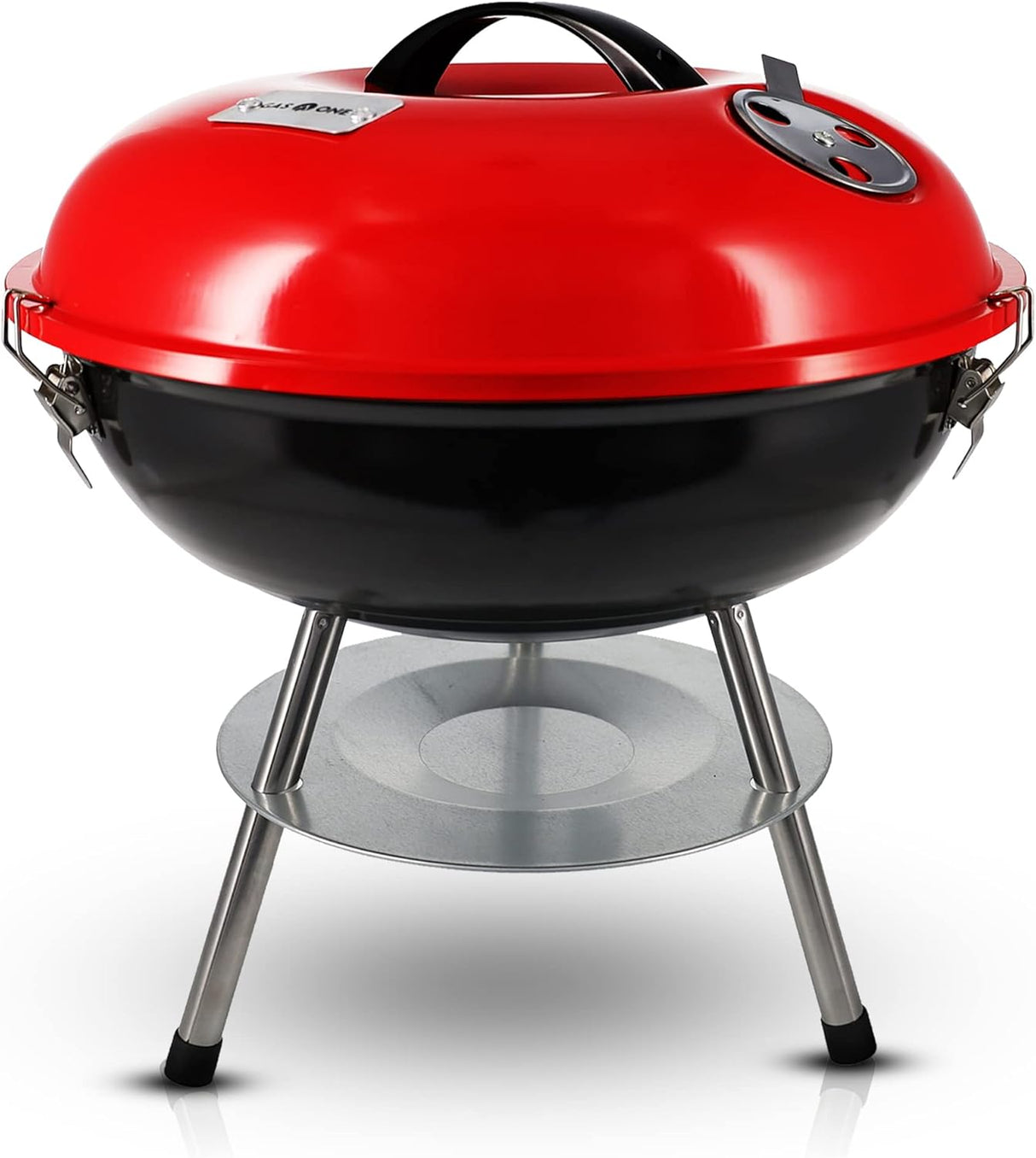 Gas One – 14-Inch Portable Barbecue Grill with 3-Point Locking Lid for Heat Preservation – Dual Venting System – Small Charcoal Grill for Backyard, Camping, Boat