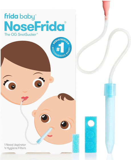 Frida Baby Nosefrida Snotsucker for Baby, Nasal Aspirator for Baby, Nose Sucker Baby Nasal Aspirator & 4 Hygiene Filters to Help Baby Breathe Easy