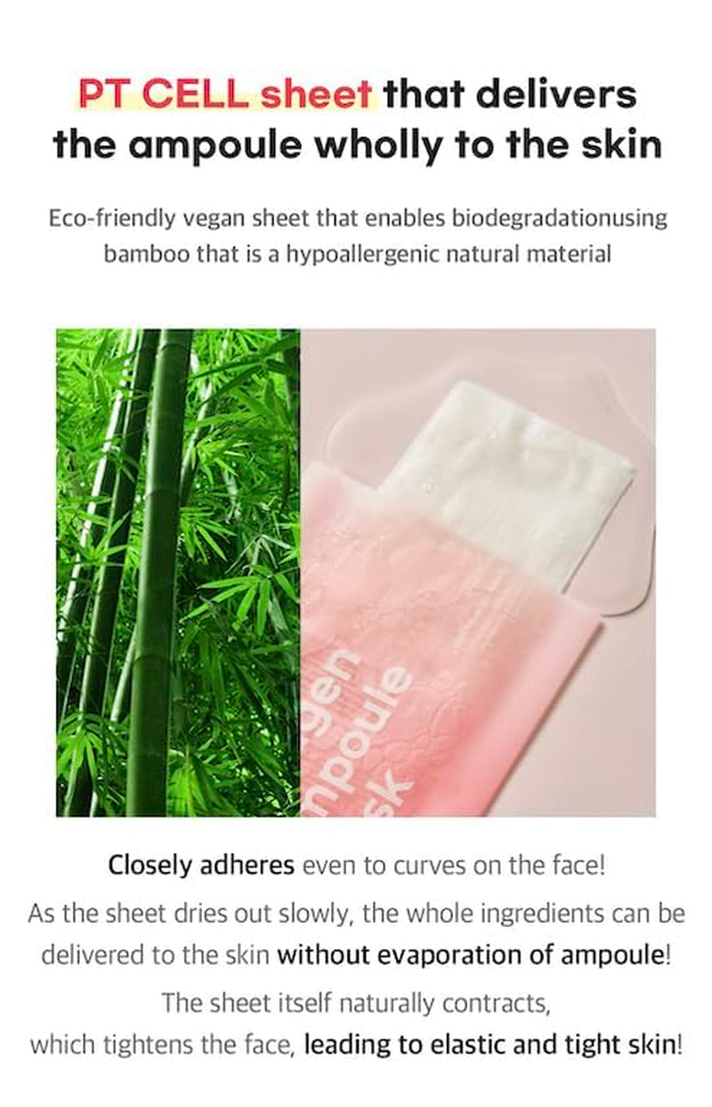 Freemay Pink Collagen Ampoule Mask 27Ml (0.91 Fl Oz) × 10 Sheets – Plant Collagen & Peptide Complex, Deep Hydration & Elasticity, Vegan Eco-Friendly Sheet