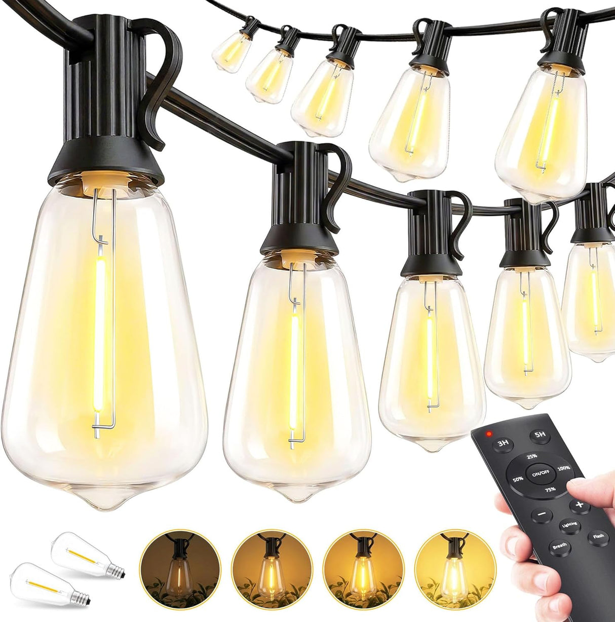 MGVIH Outdoor String Led Patio Lights - 200Ft 60M outside Waterproof Light ST38 Shatterproof Bulb Connectable Hanging Outdoor Electric Lighting for Backyard Yard Gazebo Porch Party