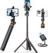 EUCOS 62" Phone Tripod, Tripod for Iphone & Selfie Stick with Remote, Extendable Cell Phone Stand & Ultimate Phone Holder, Solidest Phone Stand Compatible with Iphone/Android