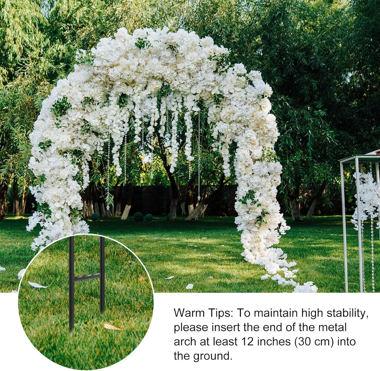 RUBFAC 7.8Ft Garden Arch Trellis for Climbing Plants Outdoor, Metal Arch Frame Garden Arbors and Arches, Outdoor Archway for Flower Vines Wedding Bridal Party Decoration, Black