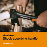 Fiskars X24 Universal Axe 24", Forged Steel Blade for Felling Trees & All-Purpose Chopping, Shock-Absorbing Fibercomp Handle & Low-Friction Coating for Clean Cuts in Fresh Resinous Wood