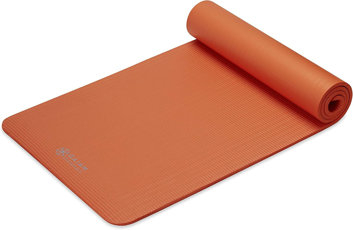 Gaiam Essentials 2/5" Thick (10Mm) Yoga & Pilates, Fitness & Exercise Mat with Easy-Cinch Carrier Strap Cusion Support for Fitness and Gym Workouts
