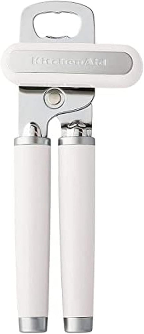 Kitchenaid Classic Multifunction Can Opener and Bottle Opener Easy to Use, Razor Sharp Stainless Steel Cutting Wheel, Soft Ergonomic Handles, White
