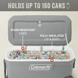 Coleman Classic Series Insulated Portable Rolling Cooler with Wheels, Leak-Resistant Outdoor Hard Cooler Keeps Ice up to 5 Days, 62-Quart