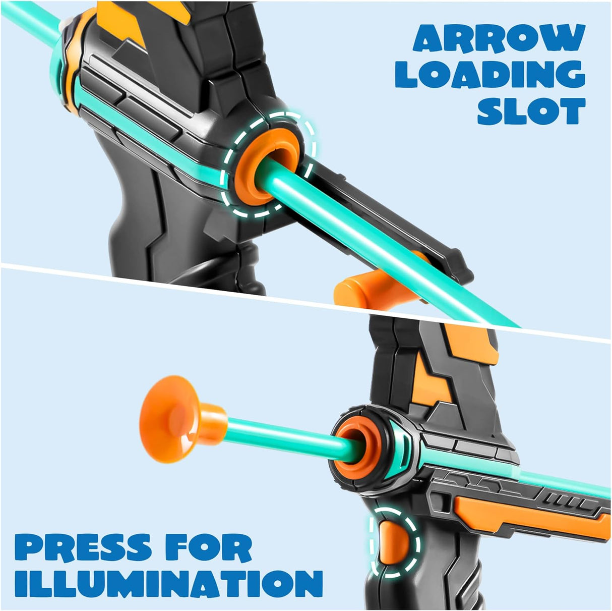 JOYIN Kids Bow and Arrow Set, LED Light up Archery Toy Set with 9 Suction Cup Arrows, Target & Arrow Case, Indoor and Outdoor Hunting Play Gift Toys for Kids, Boys & Girls Ages 6-12