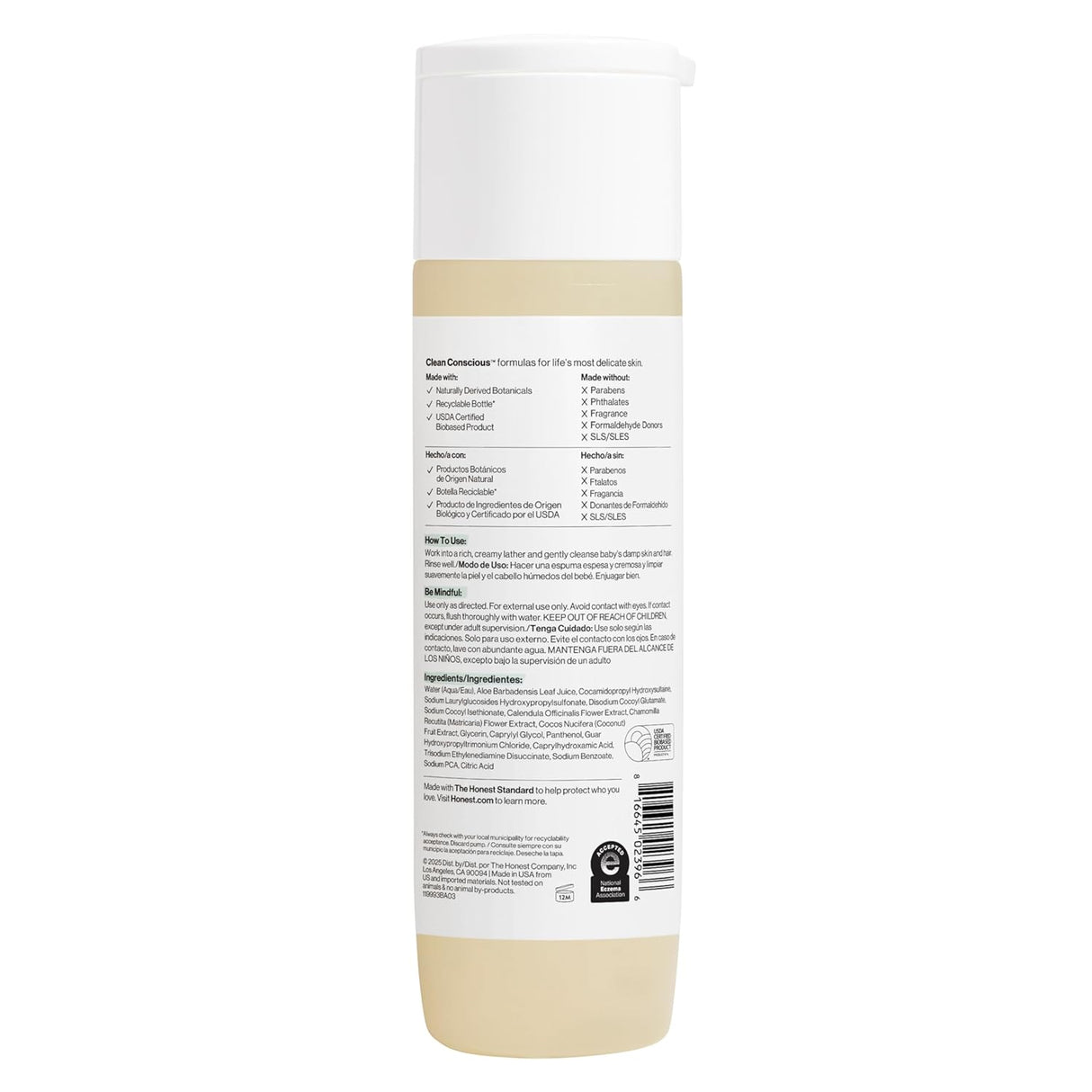 The Honest Company 2-In-1 Baby Shampoo & Body Wash, Fragrance-Free, Tear-Free, Hypoallergenic, Naturally Derived, Sensitive Skin, 10 Fl Oz