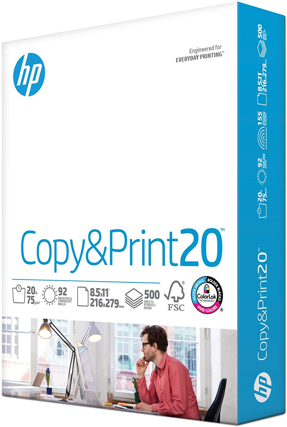 HP Printer Paper | 8.5 X 11 Paper | Copy &Print 20 Lb | 1 Ream Case - 500 Sheets| 92 Bright | FSC Certified | 200060