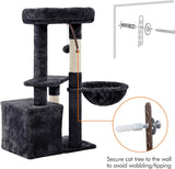 Topeakmart 34In Cat Tree Cat Tower Scratching Posts Modern Bed Cat Furniture for Indoor Cats and Kittens as Pet House Activity Center with Warm Condo, Fluffy Nest, Large Platform, Comfy Basket