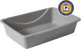 Petmate Basic Open Cat Litter Pan, Multidirectional Easy to Clean Plastic Litter Box, Gray, Made in USA, 14.5" X 10.5" X 3.5", Small Recommended for Kittens and Small Cats