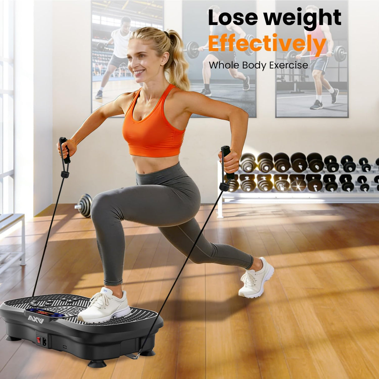 AXV Vibration Plate Fitness Platform Exercise Machine Vibrating Shaking Full Body Shaker Workout Vibrate Stand Shake Board Sport for Weight Loss Fat Burner for Gym Home Office