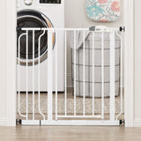 Regalo Safety 29-38.5" Baby Gate for Doorways & Bottom of Stairs, Pressure Mounted Baby Gate with Door for Babies, Toddlers & Pets, Tested & Safe for 30 Years, American Designed, American Owned, White
