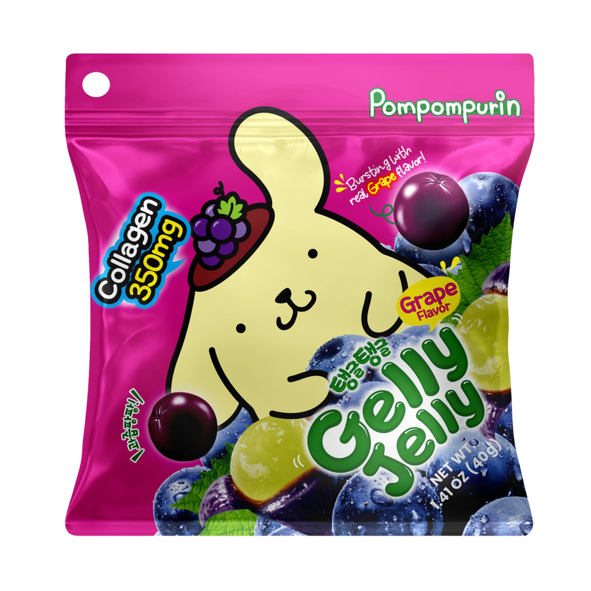Gelly Jelly Pompompurin Grape Flavor Collagen Jelly Snack 40g